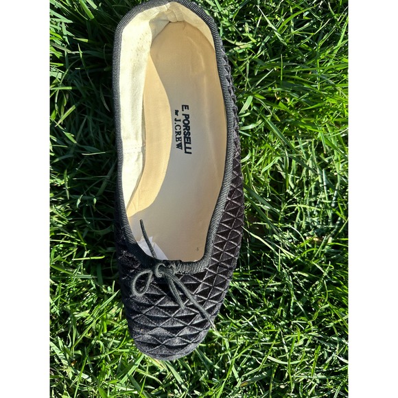 E. Porselli for J. Crew Geo Textured Black Velvet Ballet Flats EU 38 EUC - Picture 12 of 16